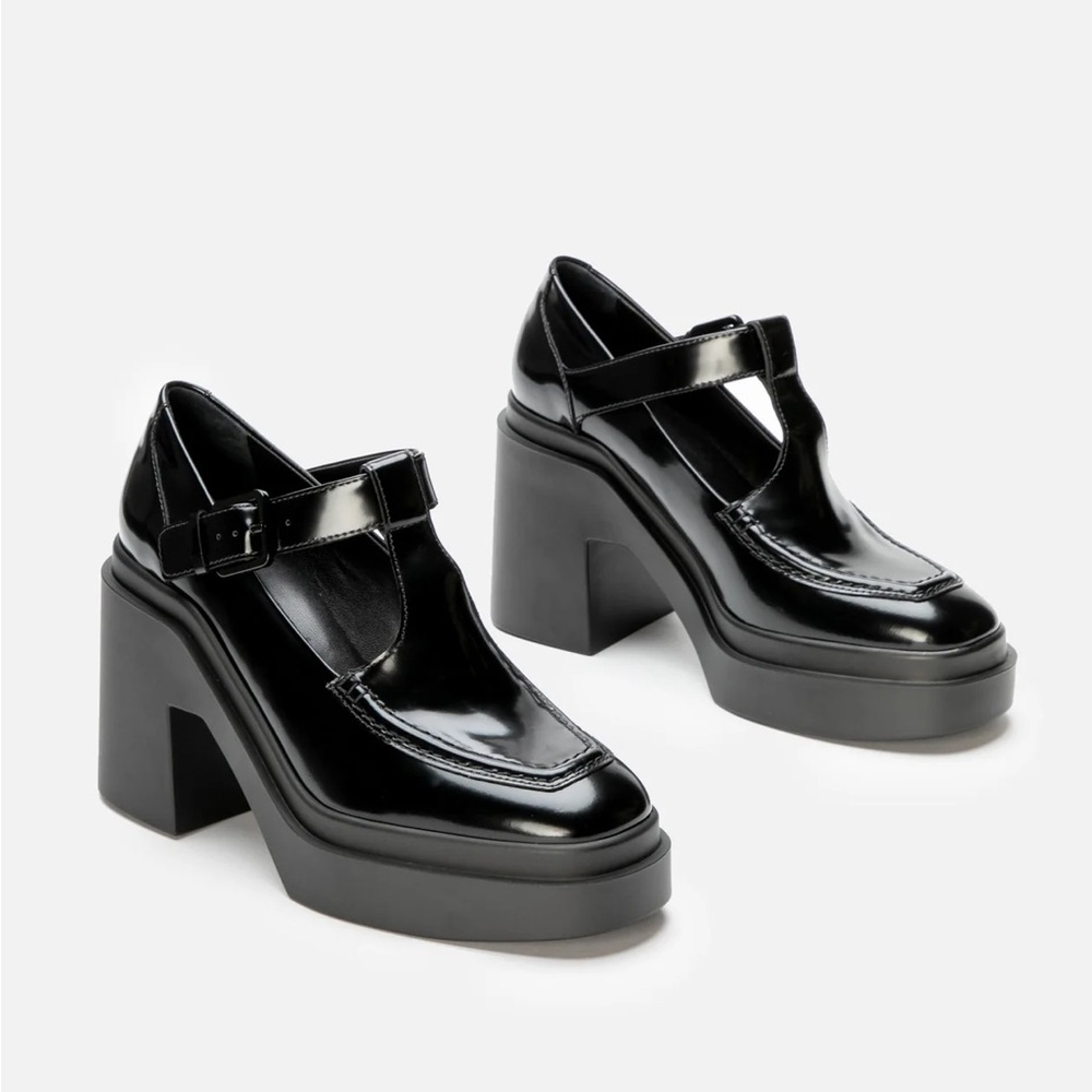 Black Platform Clergerie Mary Jane Shoes
